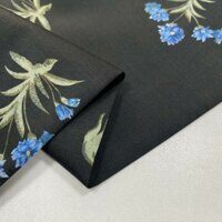 Плательный хлопок на черном фоне синие букеты от МахМ